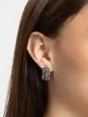 Серьги ажурные с гематитом, серебрение с оксидированием