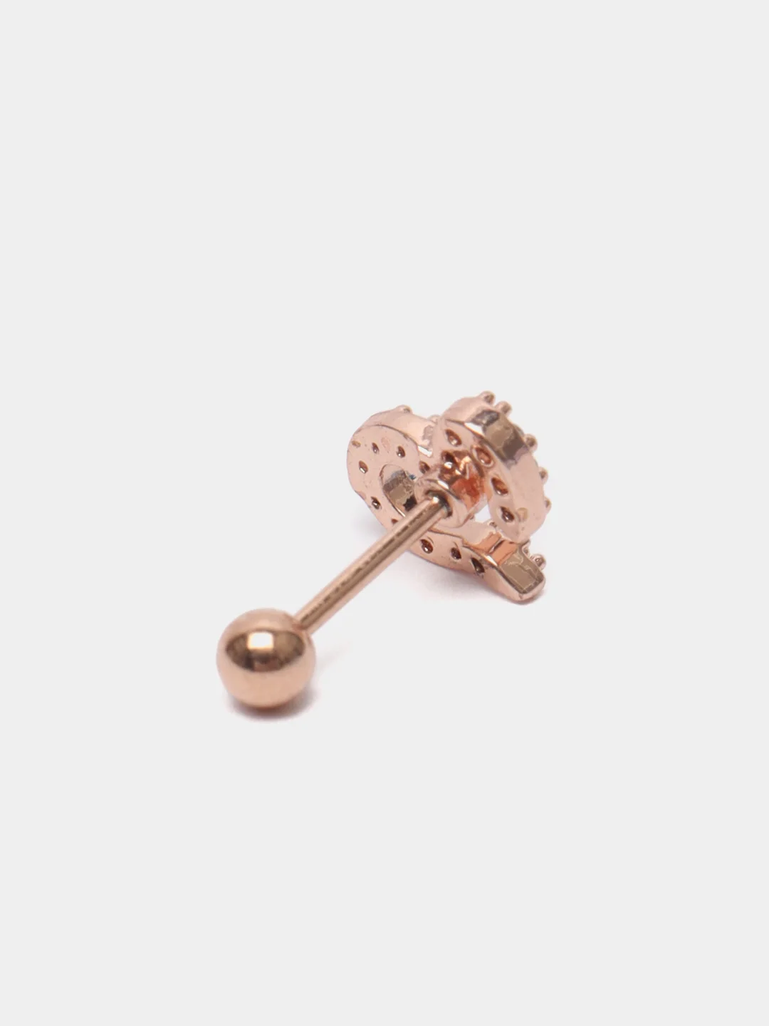 Бронзовый микросерьга-пирсинг "Pink Gold" со стержнем из нержавеющей стали