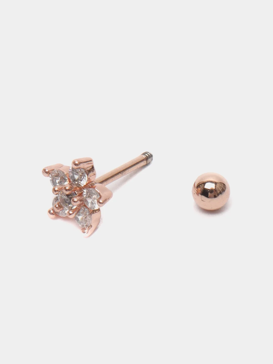 Бежевый микросерьга-пирсинг "Pink Gold" со стержнем из нержавеющей стали