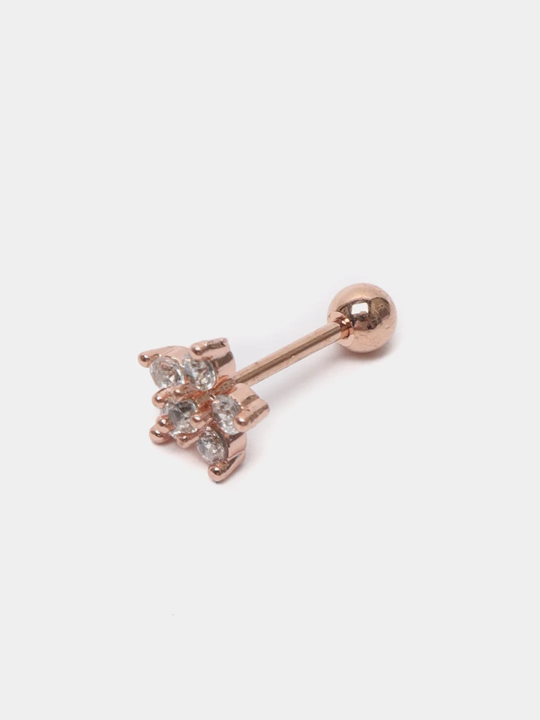 Бежевый микросерьга-пирсинг "Pink Gold" со стержнем из нержавеющей стали