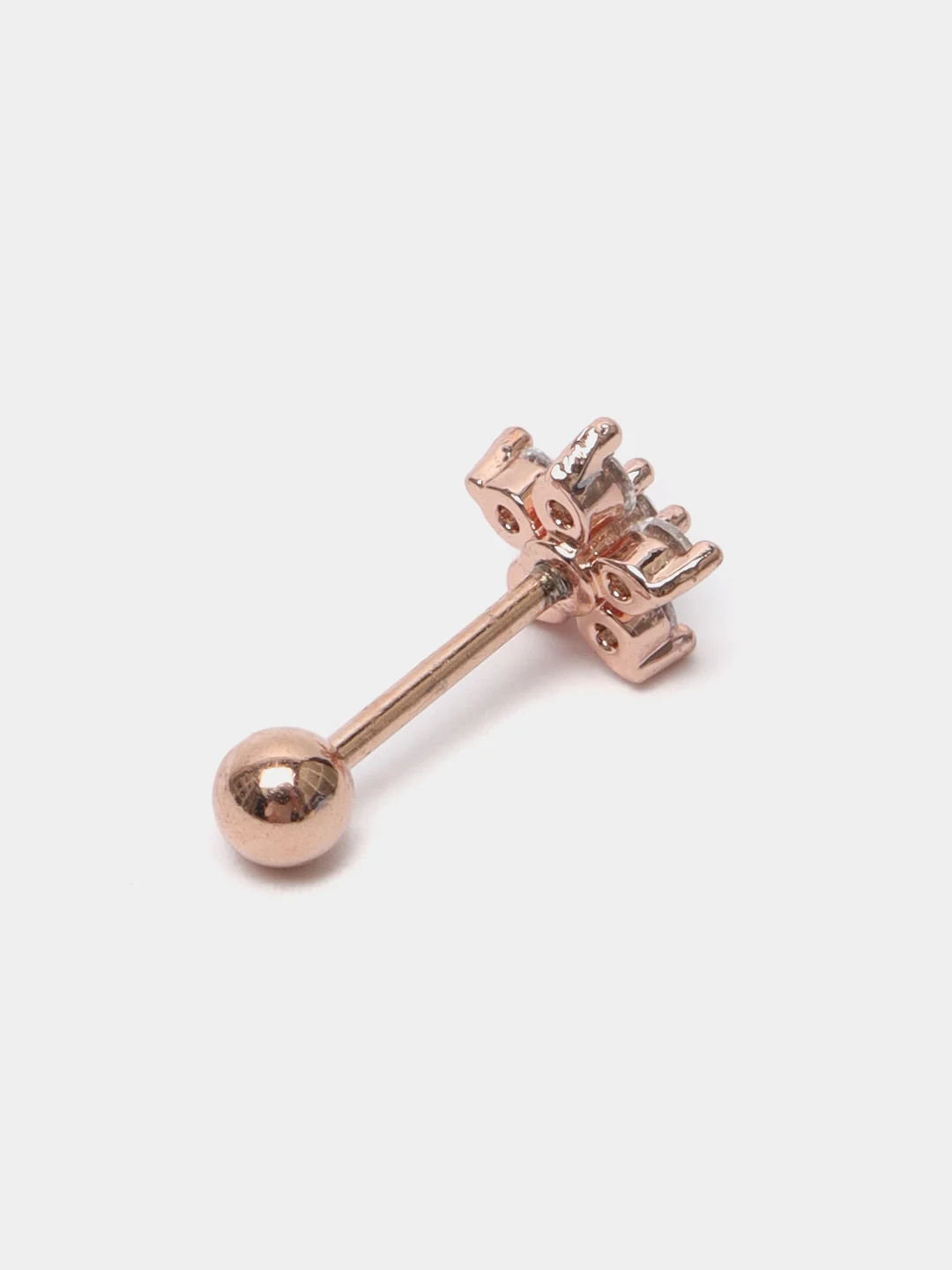 Бежевый микросерьга-пирсинг "Pink Gold" со стержнем из нержавеющей стали