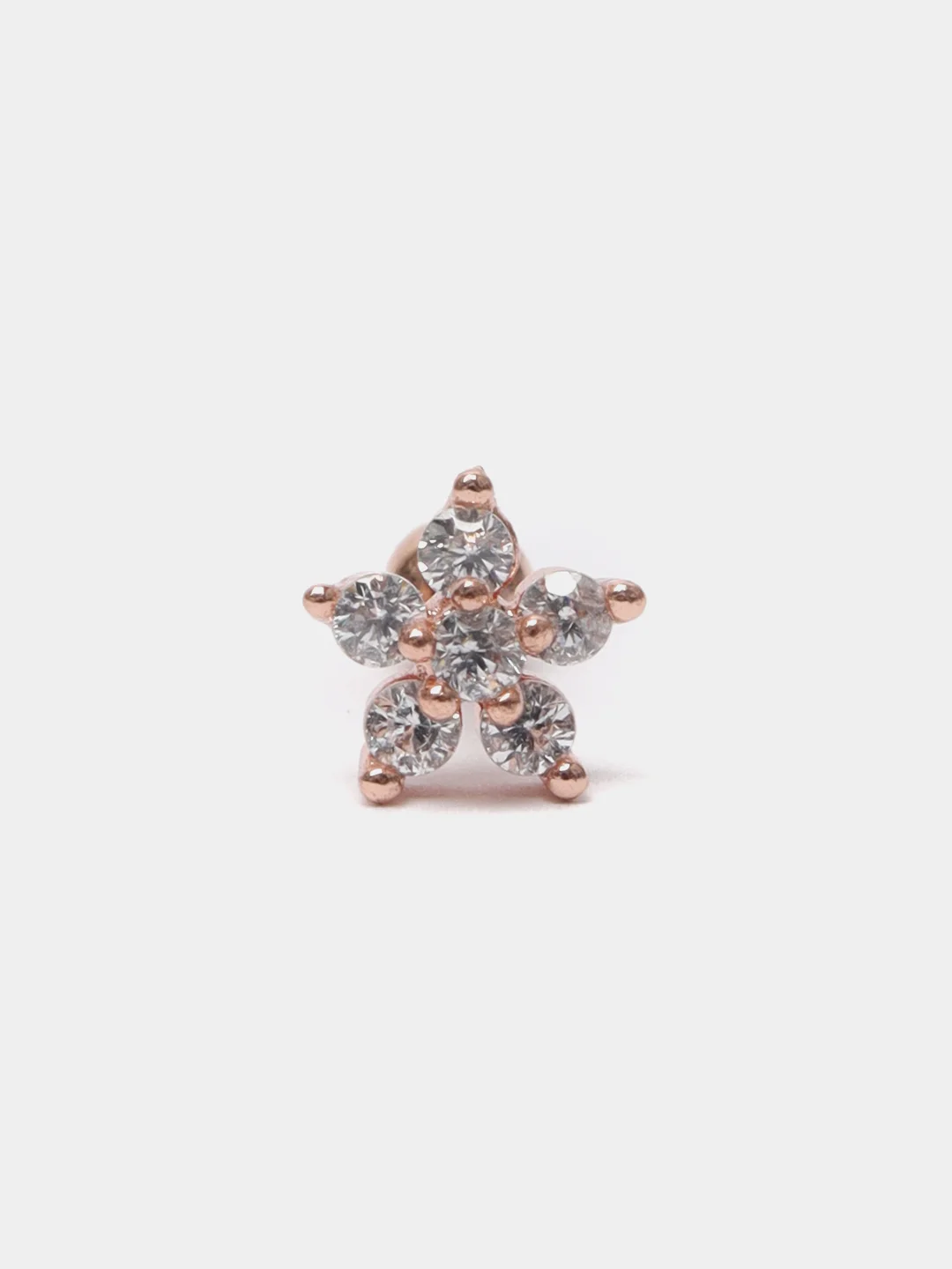 Бежевый микросерьга-пирсинг "Pink Gold" со стержнем из нержавеющей стали