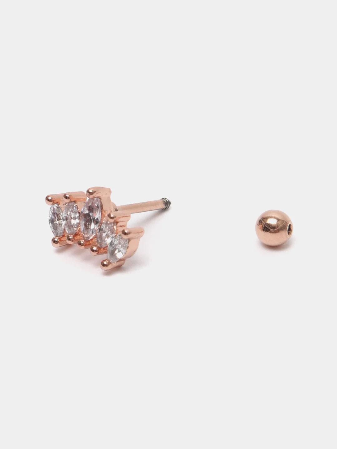 Кораллово-розовый микросерьга-пирсинг "Pink Gold" со стержнем из нержавеющей стали