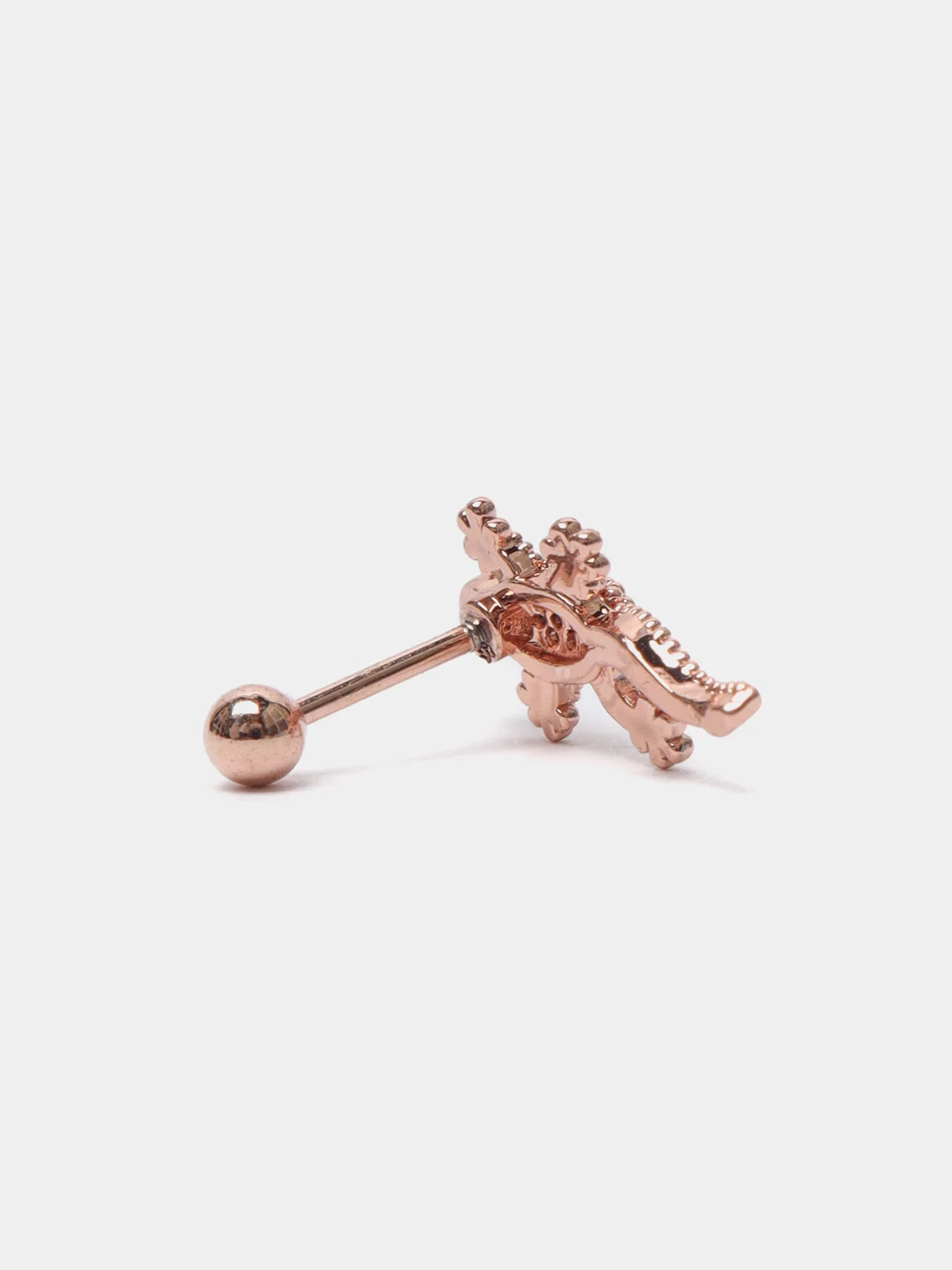 Золотой микросерьга-пирсинг "Pink Gold" со стержнем из нержавеющей стали