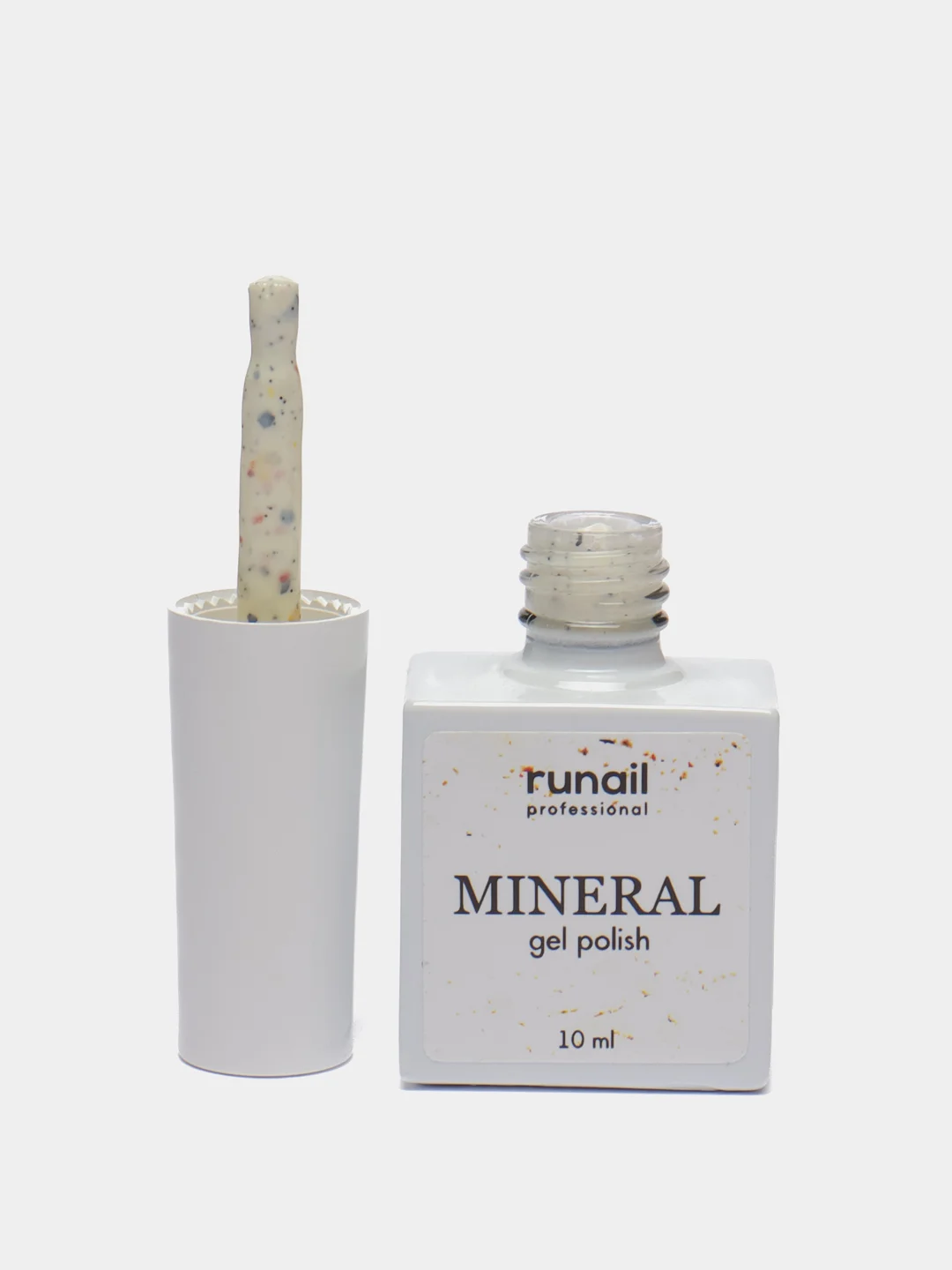 Белый гель лак Runail Professional "Mineral", с текстурой природного камня