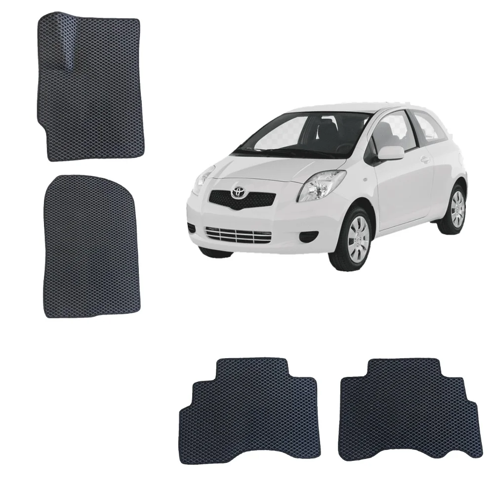 Черный автомобильные EVA коврики  3-D для Toyota Yaris, 2 поколение / Тойота Ярис 2 поколение