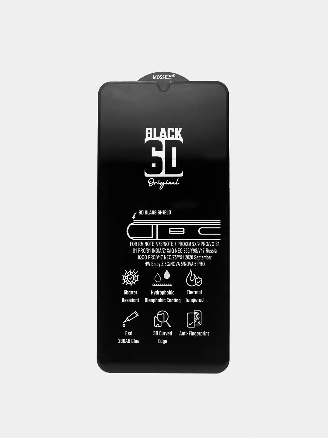 Cтекло Mossily 6D для Xiaomi Redmi Note 5/5 Pro/6 Pro/7/8/8T/8 Pro/9S/9 Pro/10/10 Pro