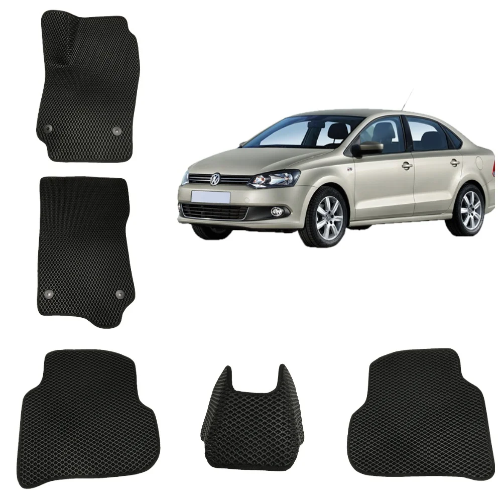 Черный автомобильные 3D-коврики EVA / ЕВА /ЭВА для Volkswagen Polo 5 / Фольксваген Поло 5