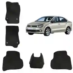 Черный автомобильные 3D-коврики EVA / ЕВА /ЭВА для Volkswagen Polo 5 / Фольксваген Поло 5