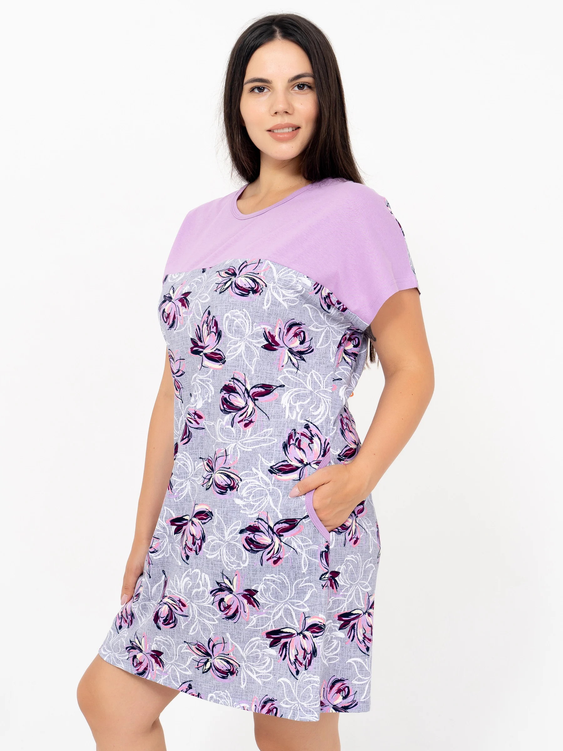 Розовый milena21 Туника "ADELINA ", домашнее платье, большие размеры