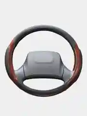 Оплетка на руль (чехол на руль) SKYWAY 2 подушечки L Черно/Коричневая экокожа S01102001