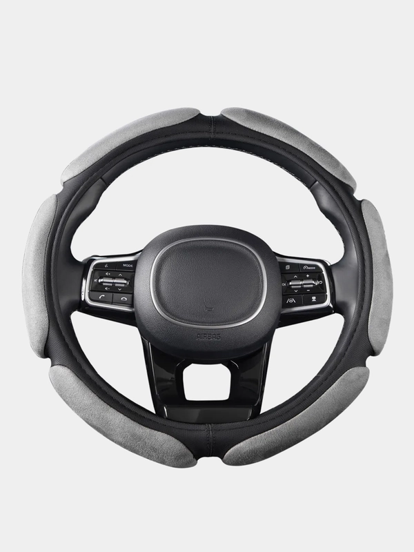 Оплетка на руль (чехол на руль) SKYWAY Sponge 6 подушечек M Черно/серая экокожа S01102005
