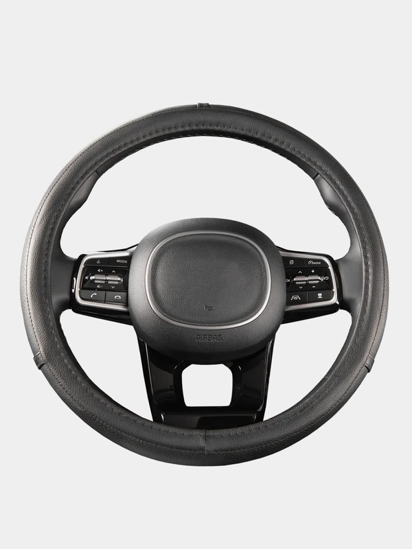 Оплетка на руль (чехол на руль) SKYWAY Art-6 M Черная экокожа S01102046