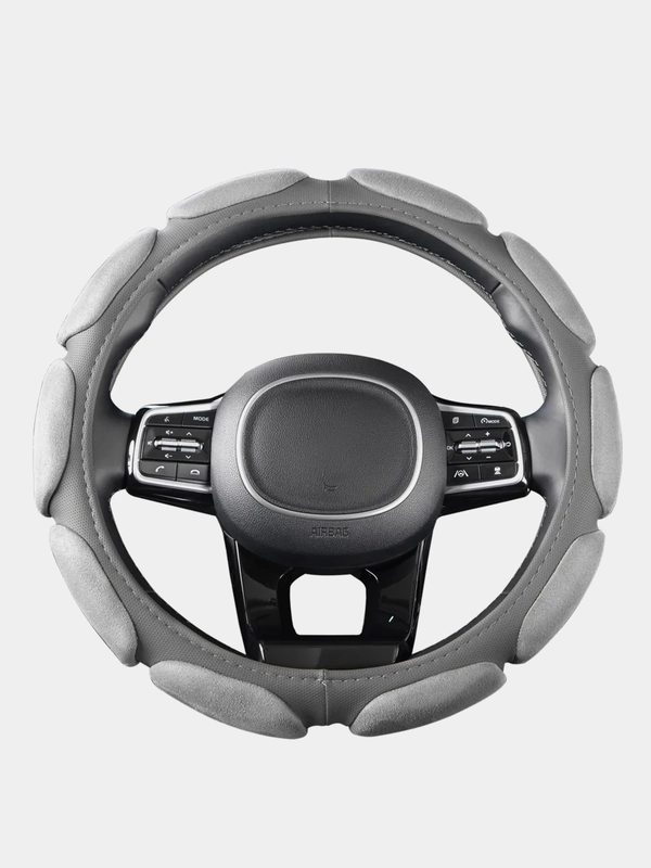 Оплетка на руль (чехол на руль) SKYWAY Sponge classic 10 подушечек M Серая замша S01101040