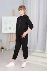 Черный костюм спортивный для девочки Хоум Стайл: худи с брюками, 7001СК
