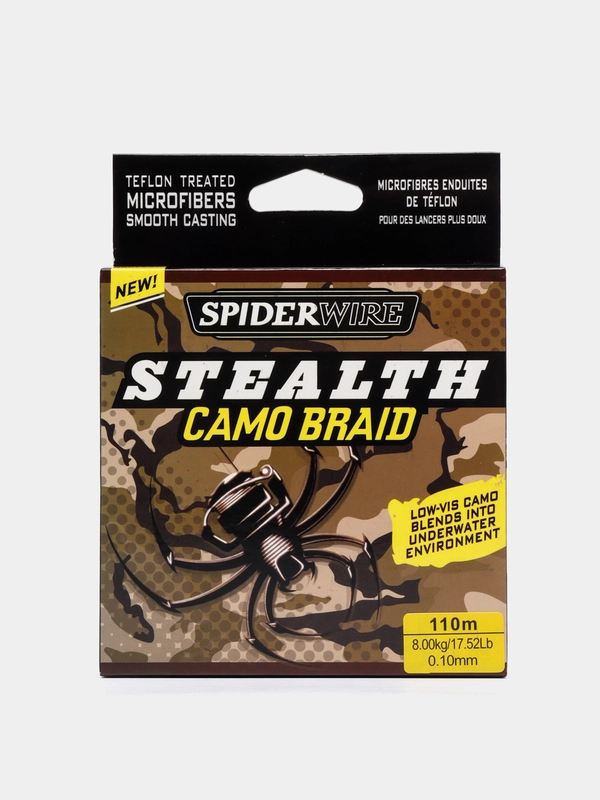 Леска плетеный шнур для рыбалки Stealth camo braid, 0,10 мм, 8,0 кг, 110 м
