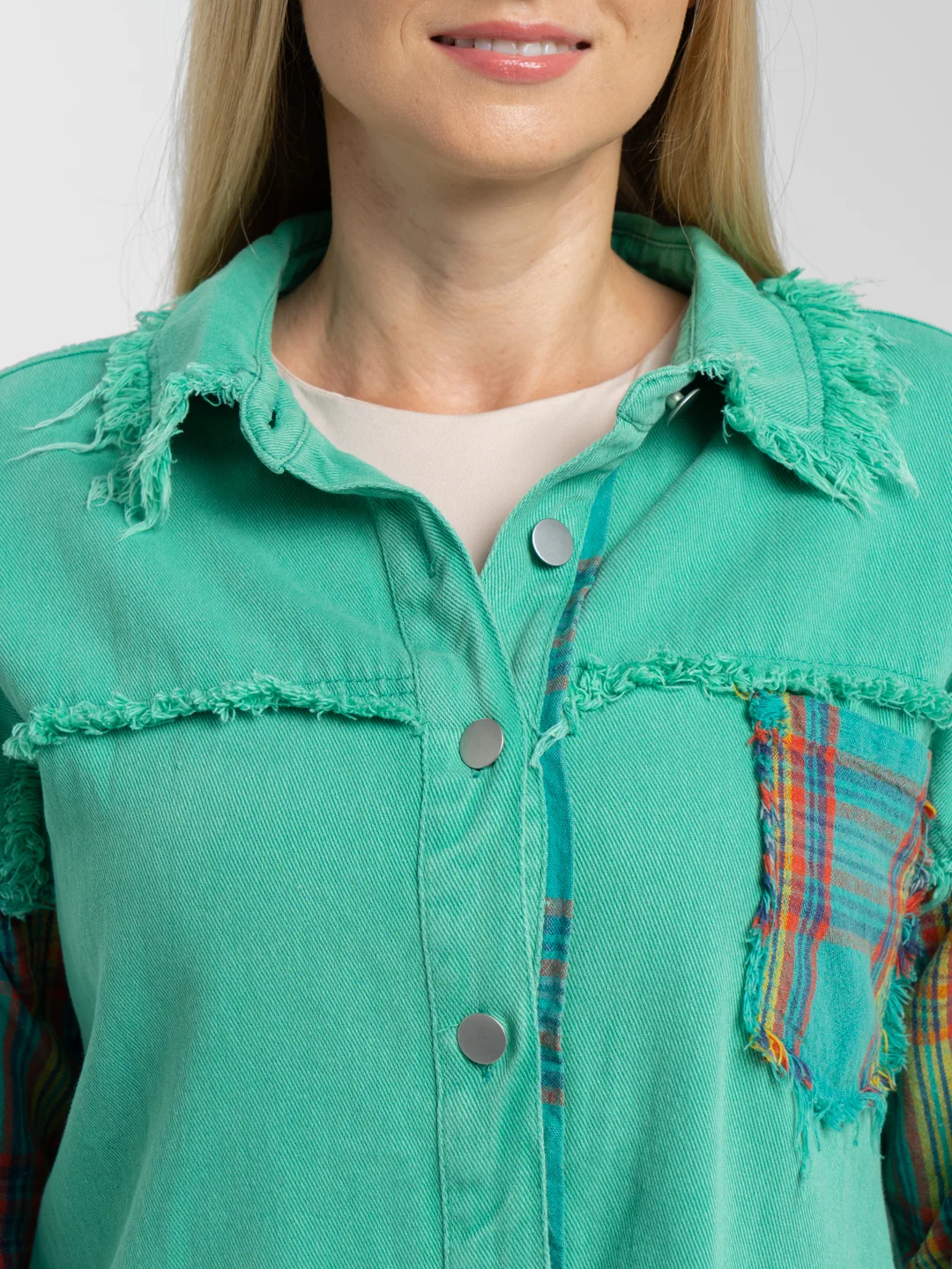 Бирюзовый рубашка джинсовая oversize
