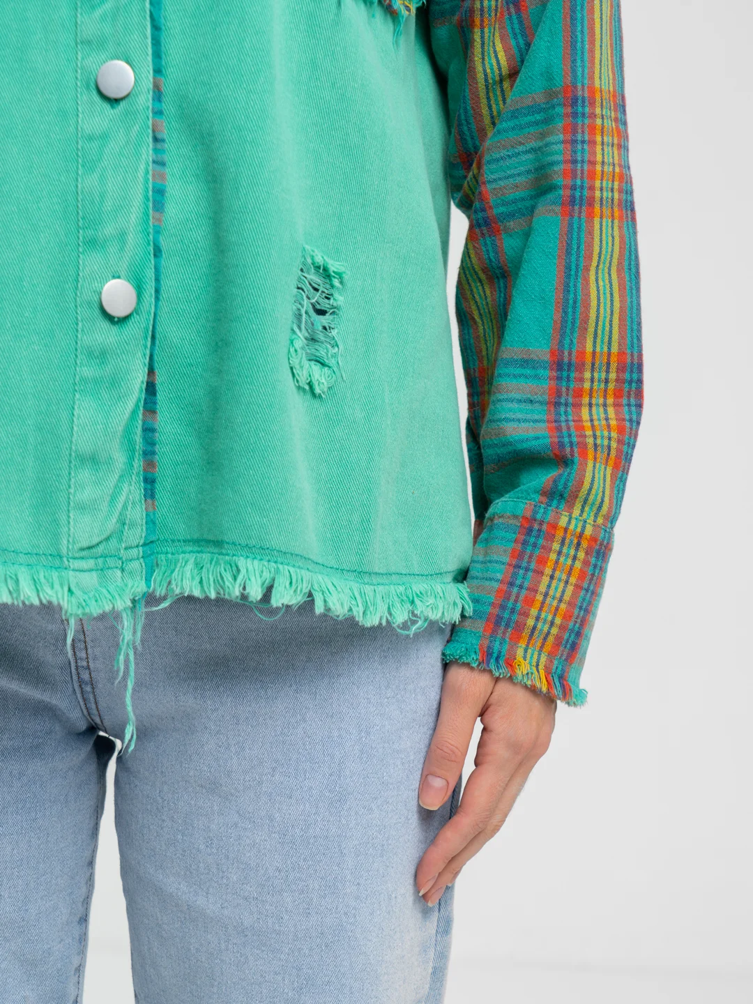 Бирюзовый рубашка джинсовая oversize