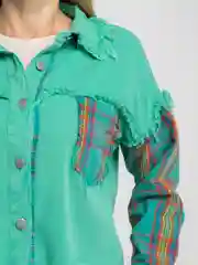 Бирюзовый рубашка джинсовая oversize