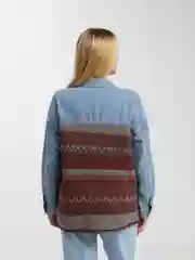 Багровый рубашка джинсовая с длинным рукавом