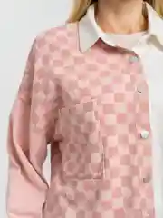 Розовый рубашка джинсовая, женская, оверсайз, длинный рукав