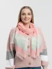 Коралловый меланж шарф женский, с люрексом
