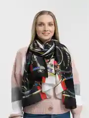 Кремовый шарф-палантин женский