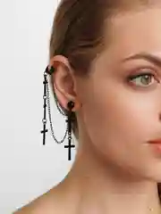 Черный серьги-подвески с крестами