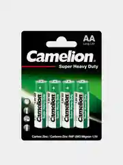 Батарейки солевые AA Camelion R6P-BP4G Super Heavy Duty GREEN, 4 штуки
