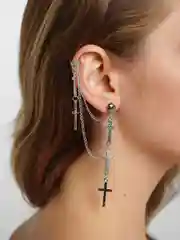 Серебряный серьги-подвески с крестами