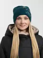 Тёмно-зелёный шапка женская зимняя