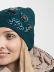 Тёмно-зелёный шапка женская зимняя