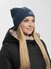 Синий меланж шапка женская зимняя