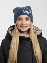Синий меланж шапка женская зимняя