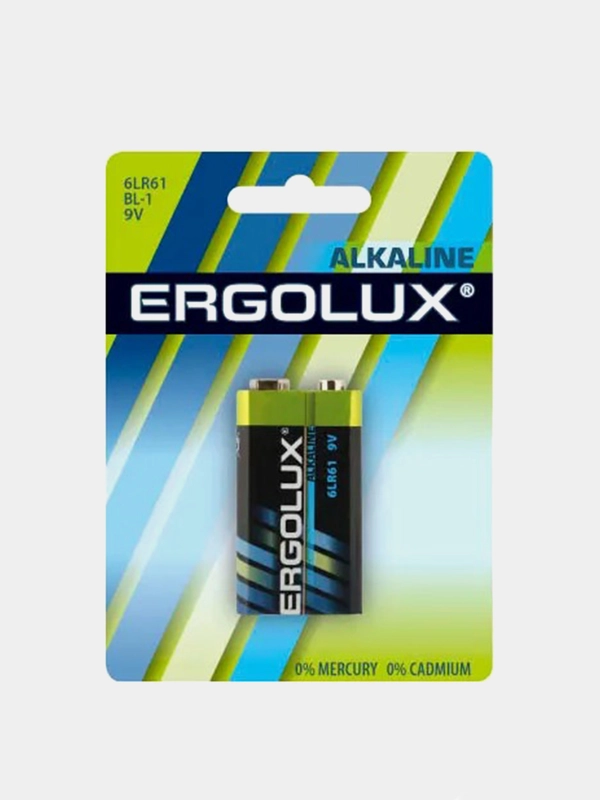 Батарейка алкалиновая Ergolux 6LR61 BL-1, 9V