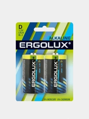 Батарейки алкалиновые Ergolux LR20 BL-2, "D", LR20, 2шт