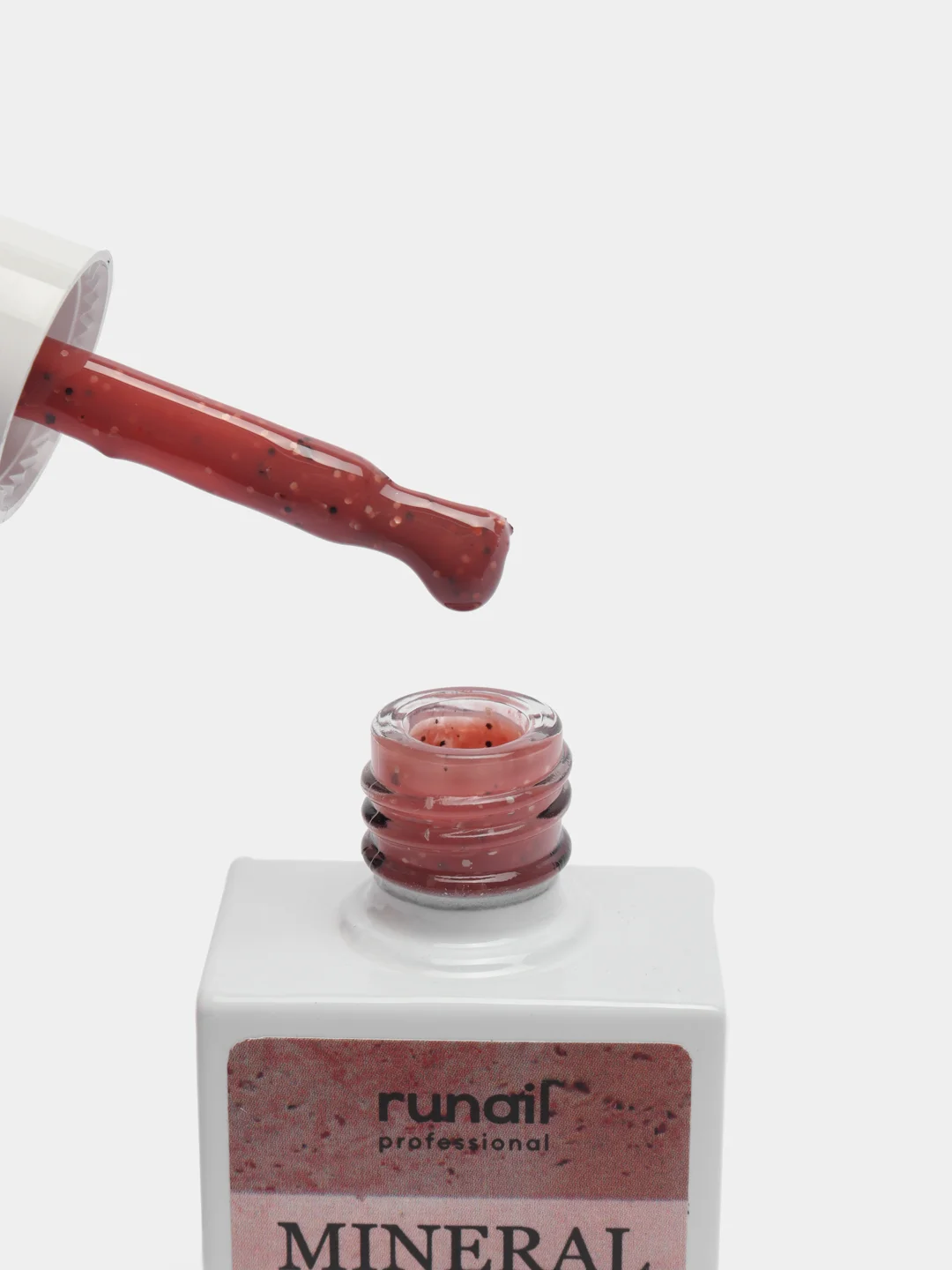 Коралловый меланж гель лак Runail Professional "Mineral", с текстурой природного камня