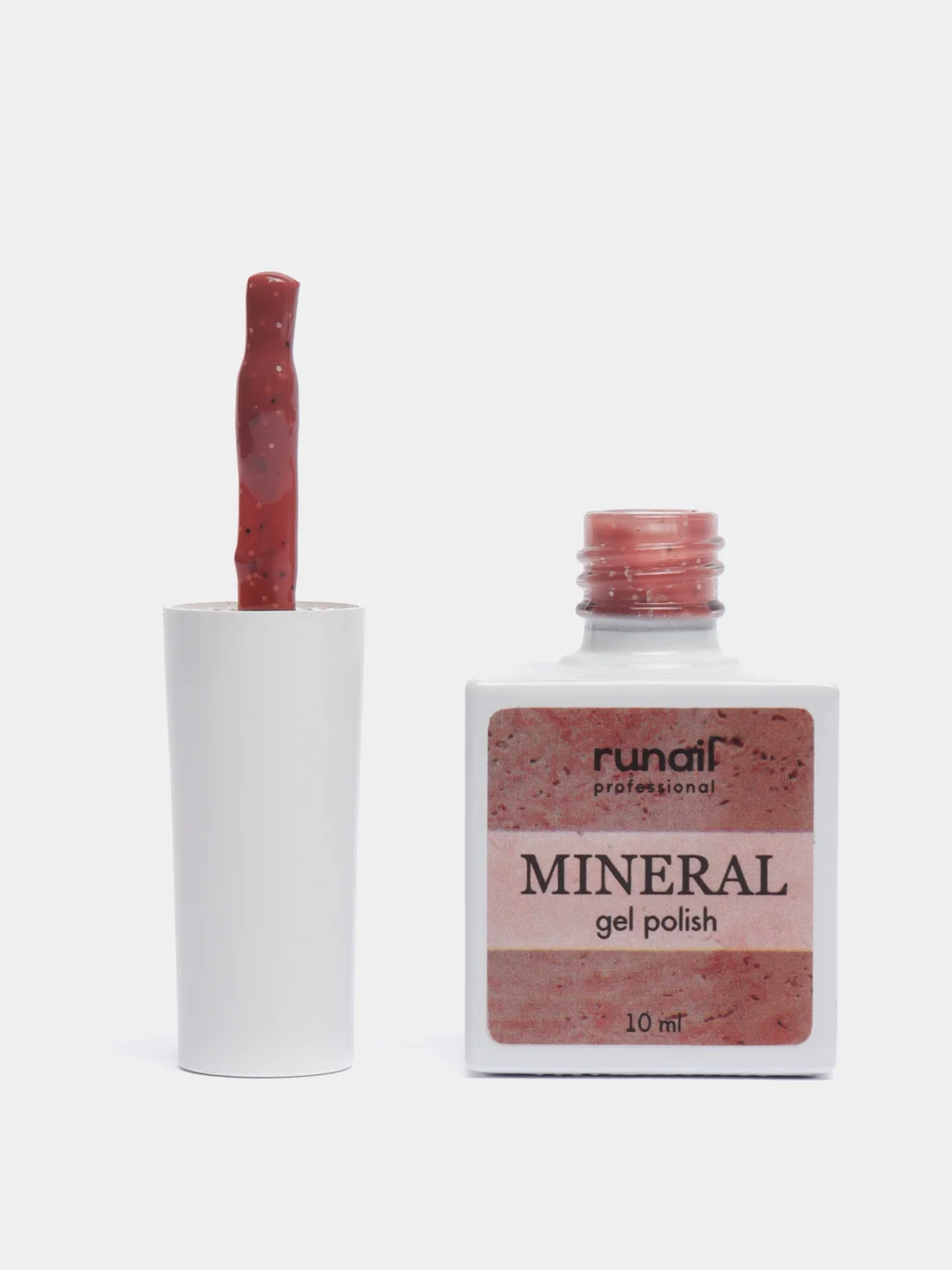 Коралловый меланж гель лак Runail Professional "Mineral", с текстурой природного камня