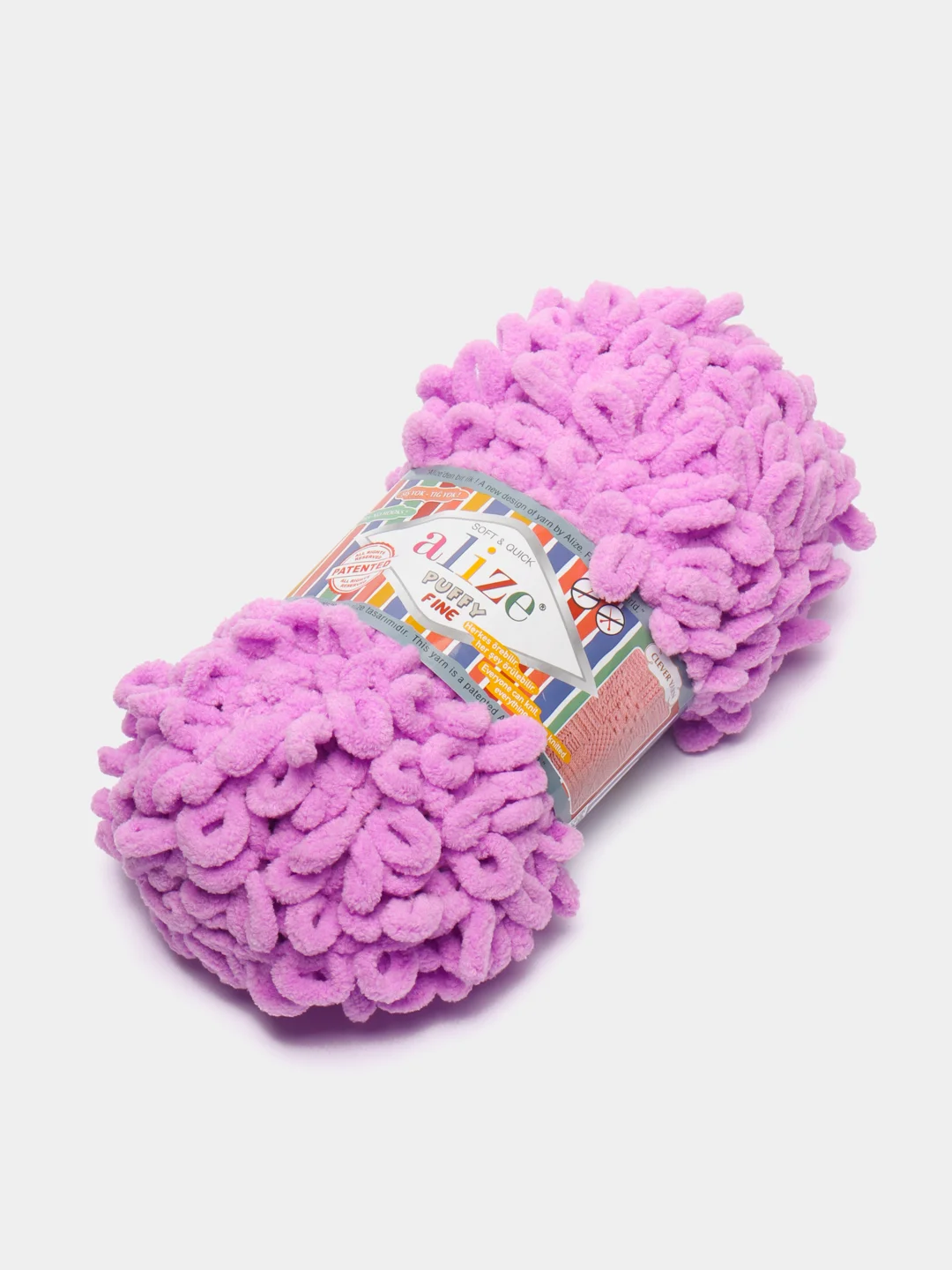 Сиреневый пряжа Alize "Puffy Fine", микрополиэстер, 100 г, 14,5 м