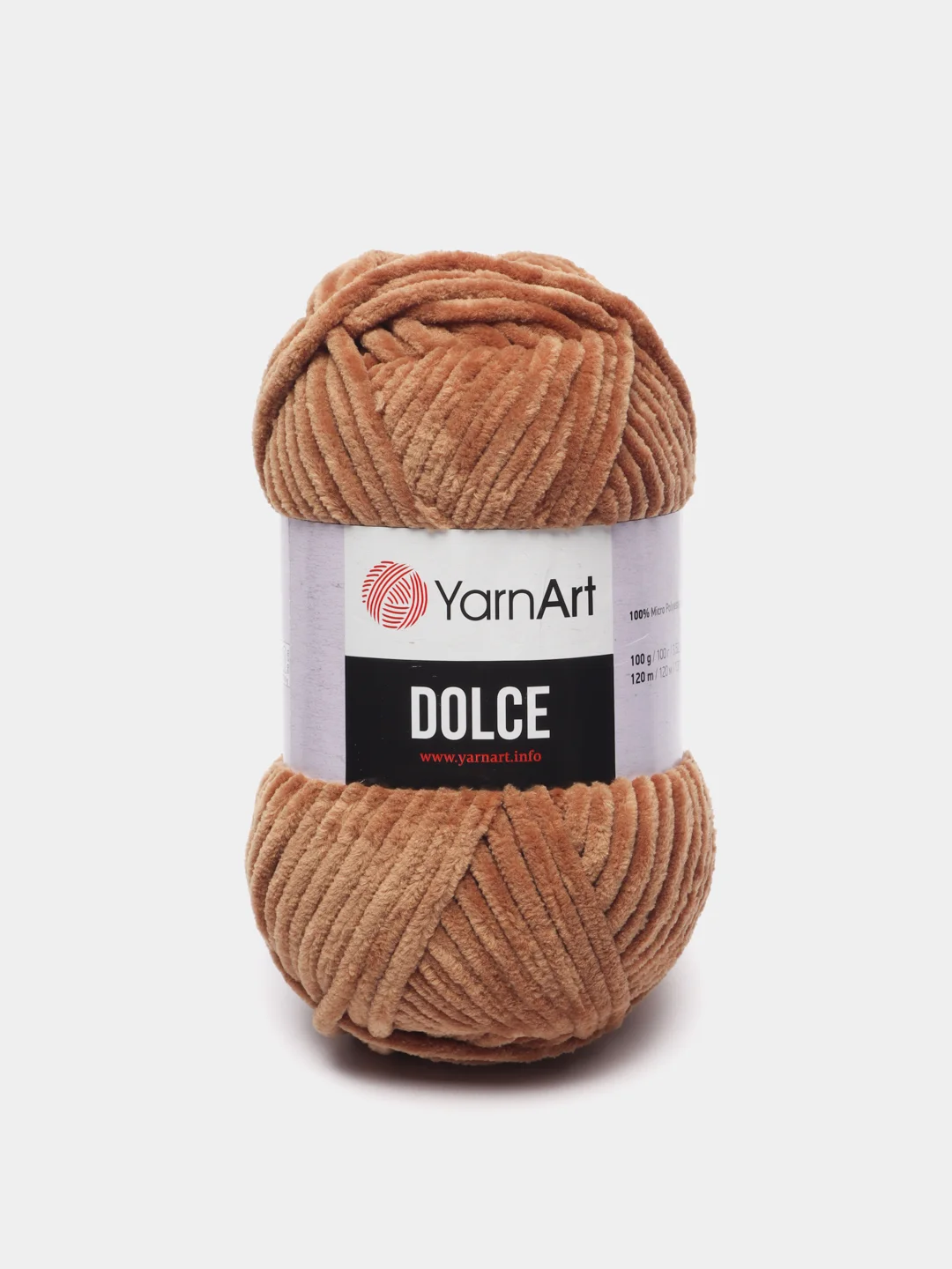 Коричневый пряжа YarnArt Dolce плюшевая, микрополиэстер, 100 г, 120 м
