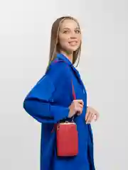 Красный женская сумка клатч для телефона через плечо