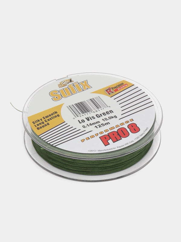 Леска-шнур плетеный для рыбалки Sufix Performance Pro 8, 0,14 мм, 10,0 кг, 125 м