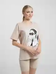 Бежевый футболка Oversize