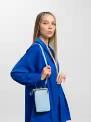 Голубой женская сумка клатч для телефона через плечо
