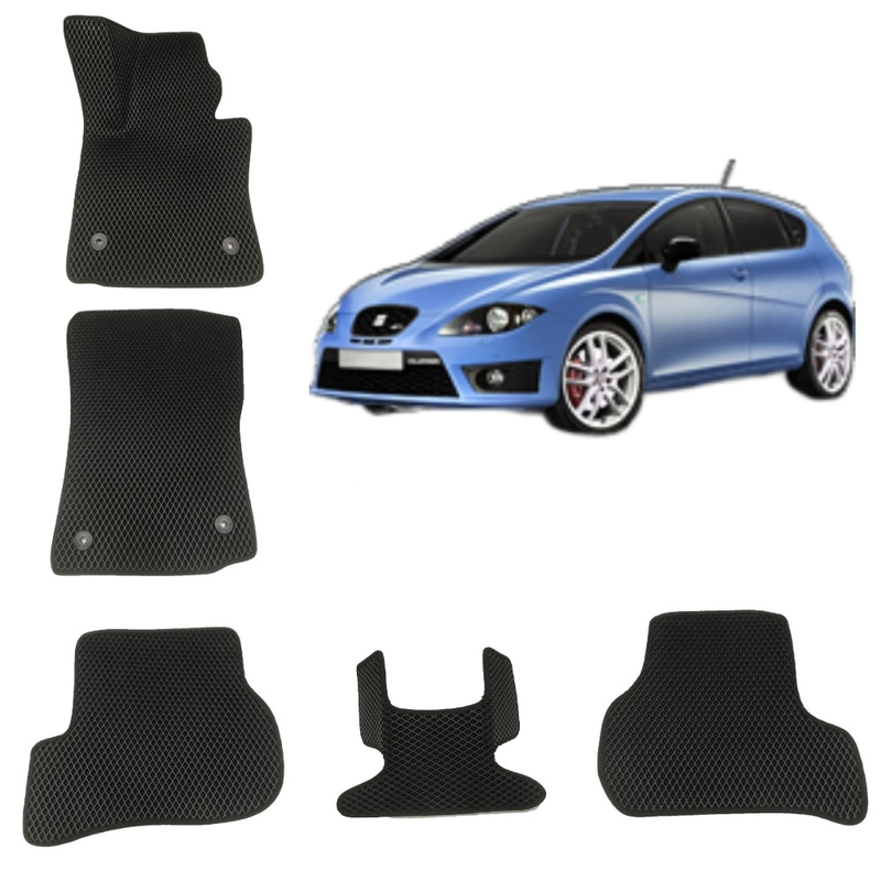 Автомобильные 3D-коврики EVA / ЕВА / ЭВА для Seat Leon 2 поколение / Сеат Леон 2