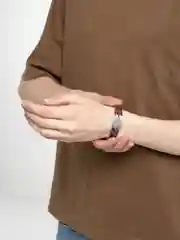 Желтый кожаный плетеный браслет "Weed"