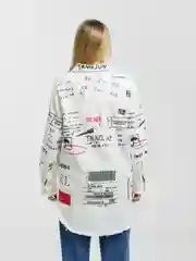 Белый джинсовая рубашка оверсайз