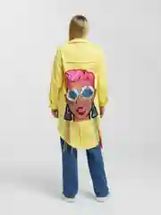 Желтый джинсовая рубашка оверсайз