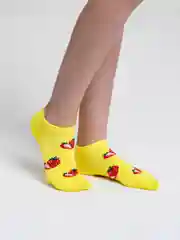 Желтый носки короткие с принтом, унисекс