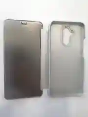 Серебряный чехол-книжка Huawei mate 20 liteс дизайном с зеркальной поверхностью,с подставкой